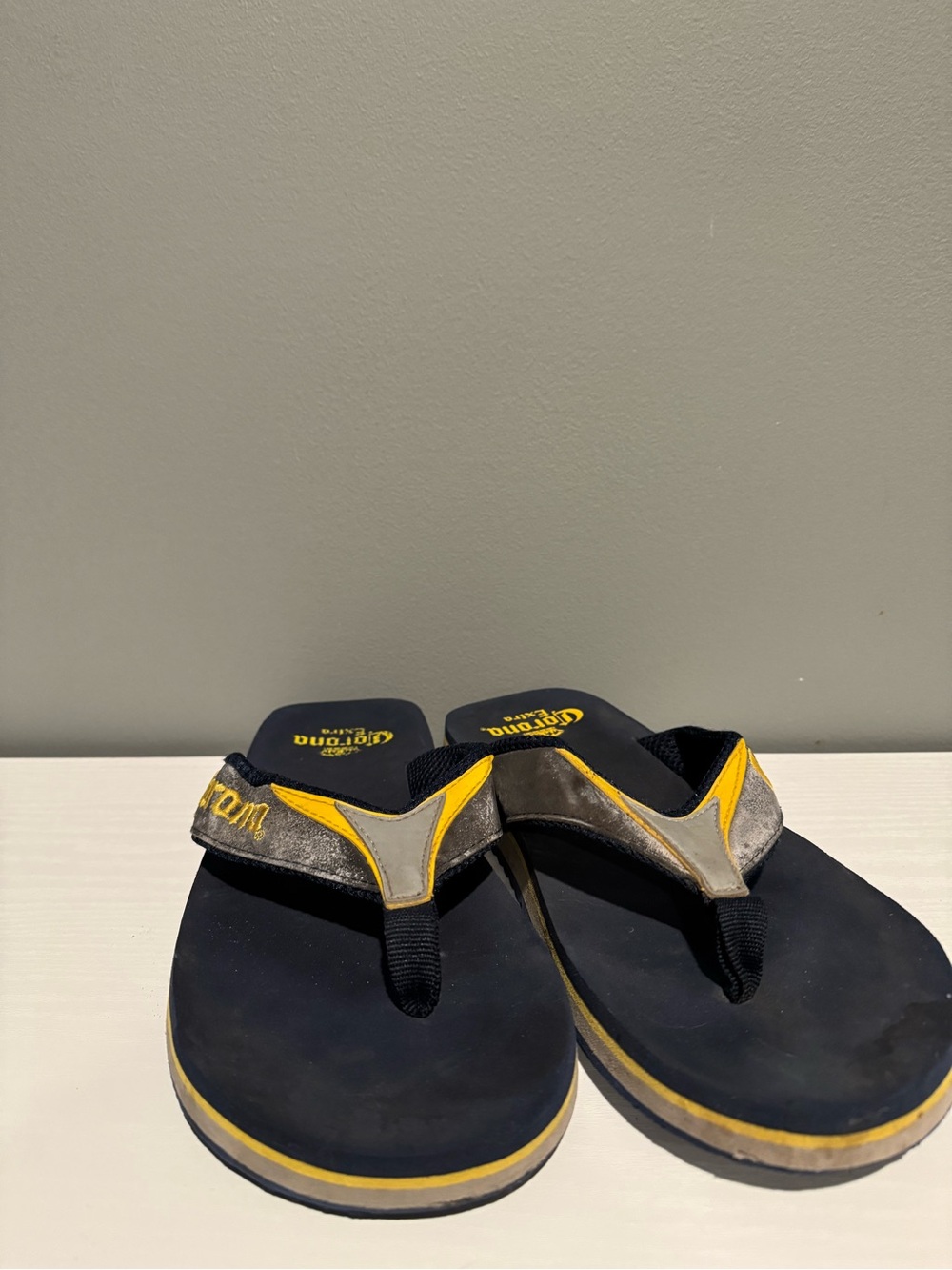 Corona Navy and Yellow Logo Flip Flops